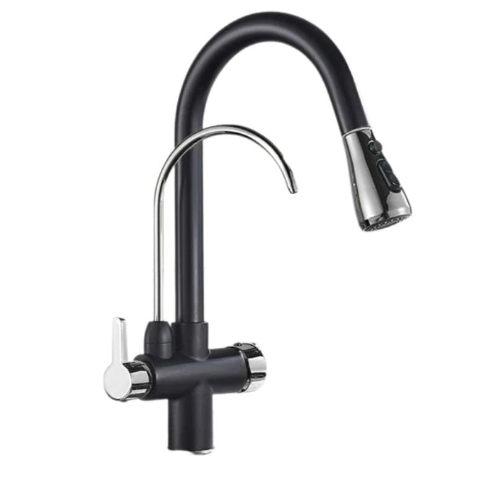 Robinet 3 voies douchette Noir et Chrome