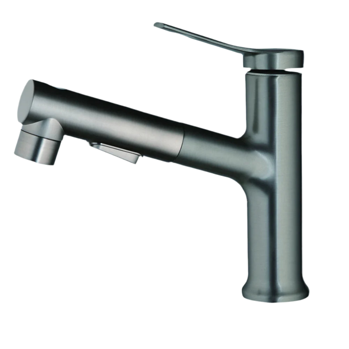 Robinet argent salle de bain double sortie - TRIDENT Argenté anthracite brossé