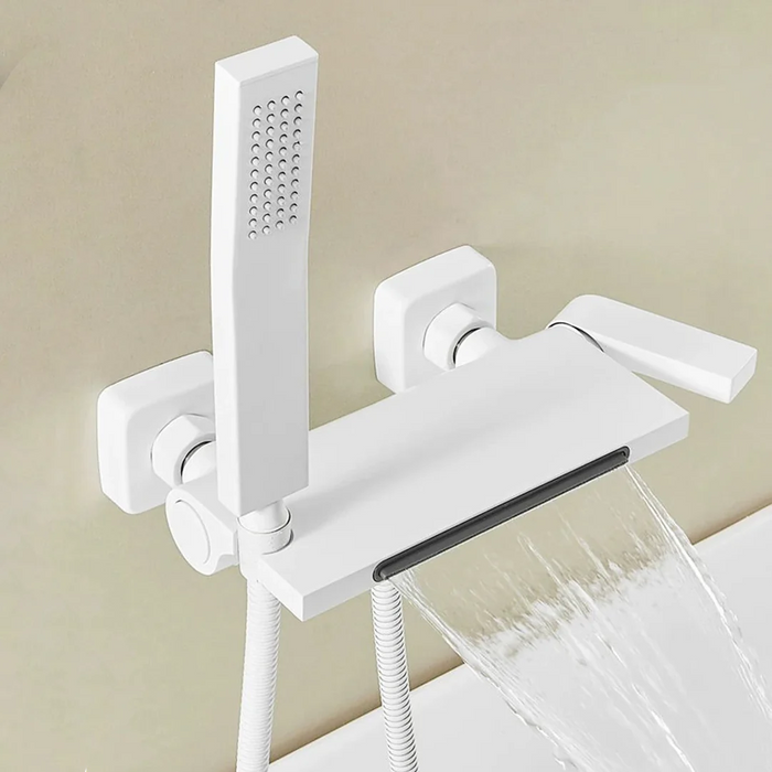 Robinet baignoire cascade douchette blanche Sans