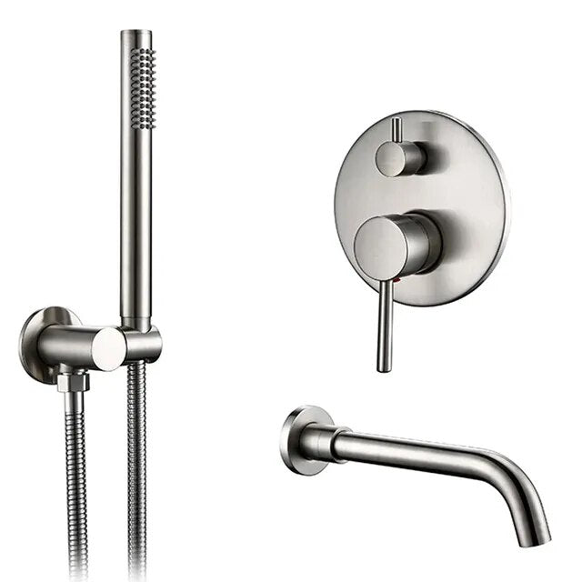 Robinet baignoire mitigeur Argenté brossé / 150 mm
