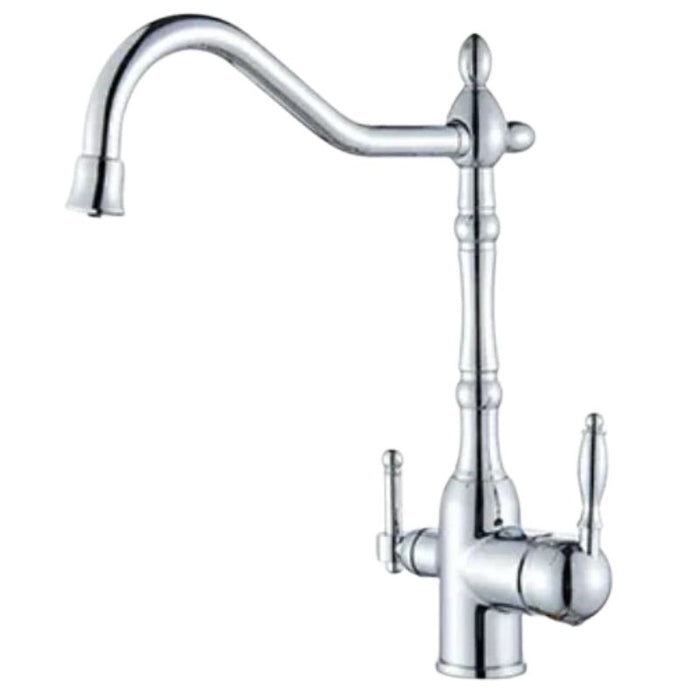 Robinet cuisine retro acier brossé - CORALIS