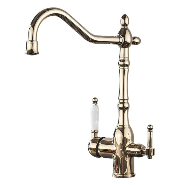 Robinet cuisine retro vieux bronze - CORALIS Doré brillant