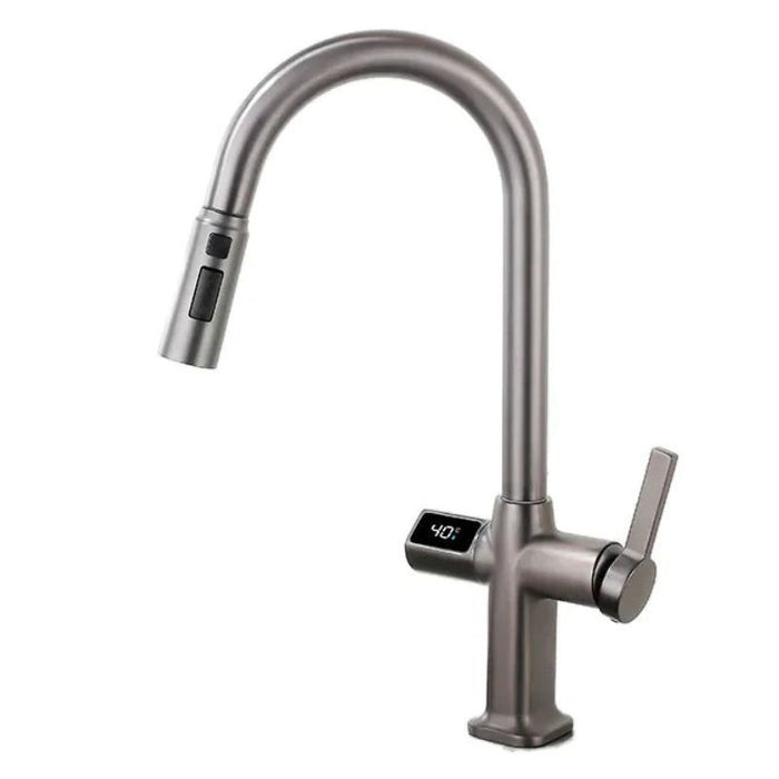 Robinet cuisine thermostatique avec douchette - AQUATICA Argenté brossé
