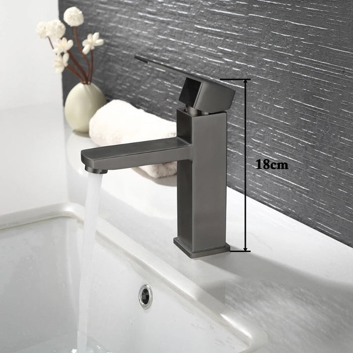 Robinet salle de bain acier brossé Gris