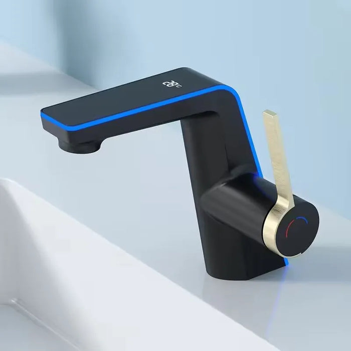 Robinet salle de bain avec led Noir