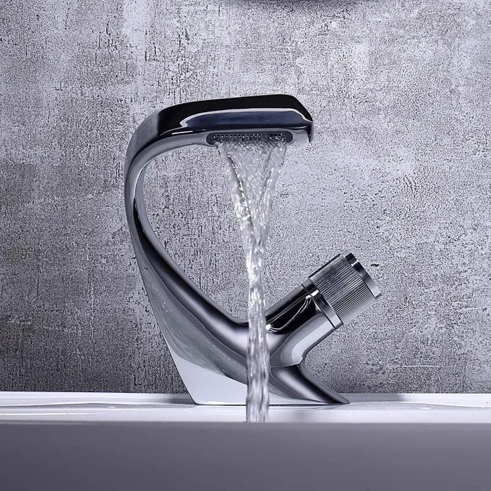 Robinet salle de bain cascade haut Chrome