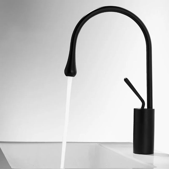 robinet salle de bain col de cygne noir Noir - Petit modèle (H 350 mm)