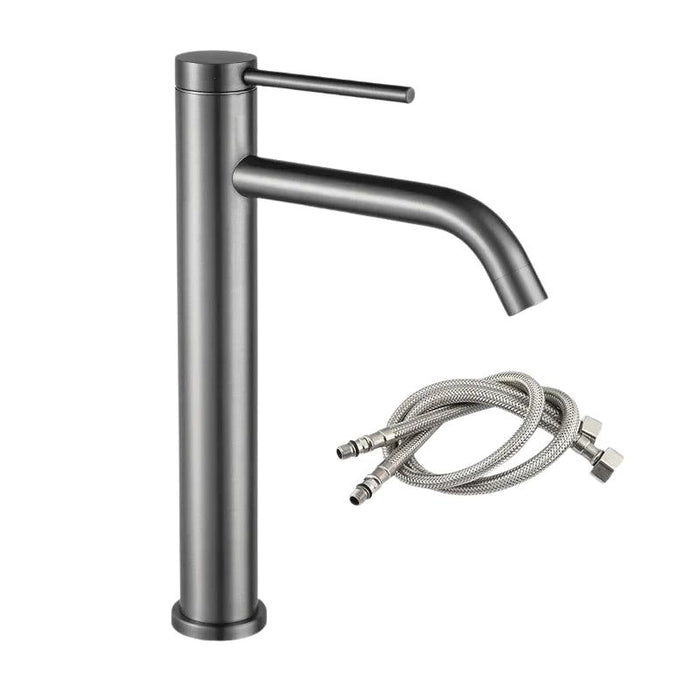 Robinet salle de bain long bec argenté Argent brossé