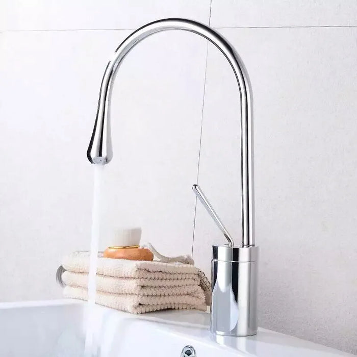 robinet salle de bain original Argenté chromé - Petit modèle (H 350 mm)