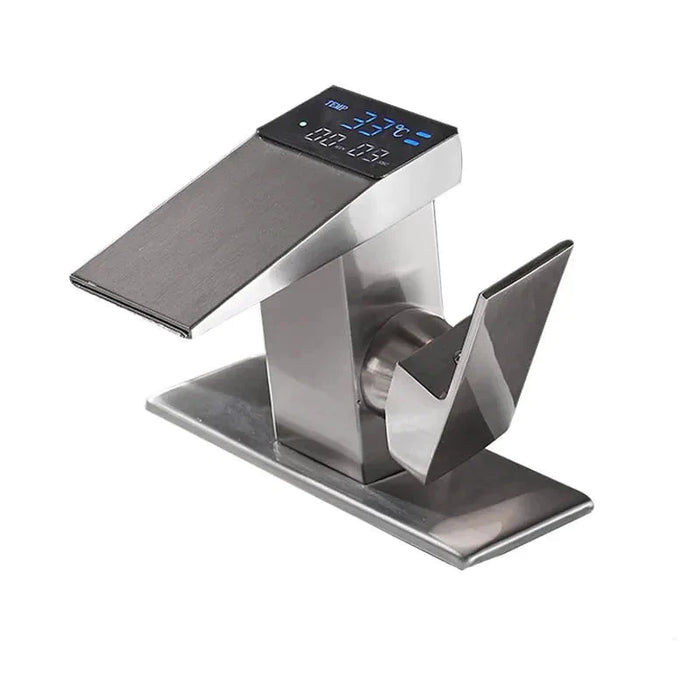 Robinet thermostatique pour lavabo Argenté brossé - Avec plaque