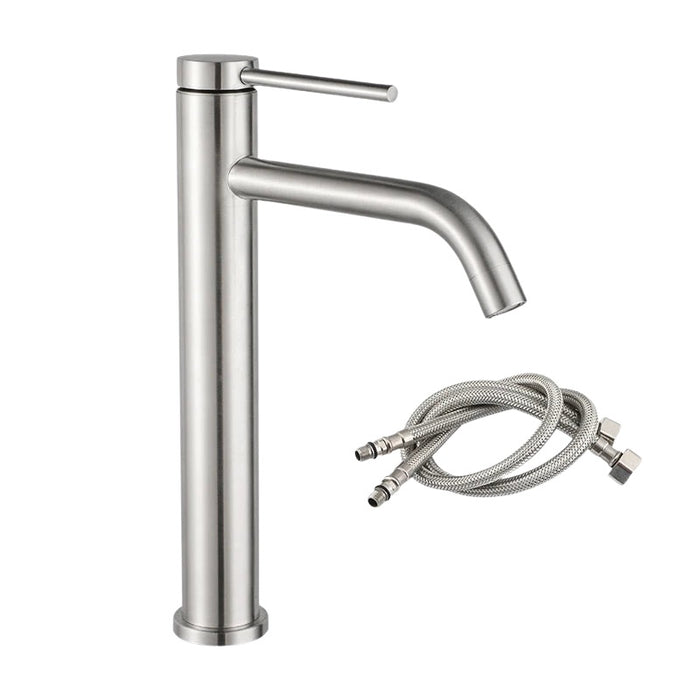 Robinet salle de bain long bec argenté