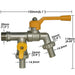 Robinet exterieur double Mâle 1/2 - cannelé pour tuyau 14.5 mm