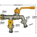 Robinet exterieur double Mâle 3/4 - tuyau 16 mm