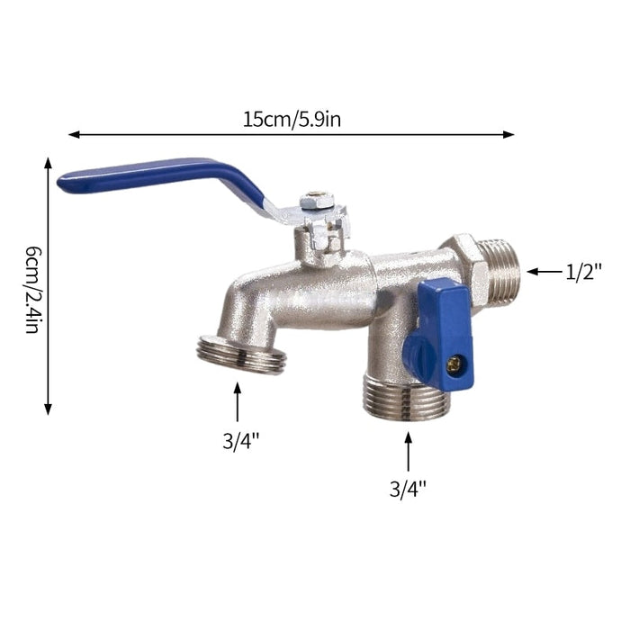 Robinet exterieur double sortie 15x6 cm - 2 sorties mâle 3/4