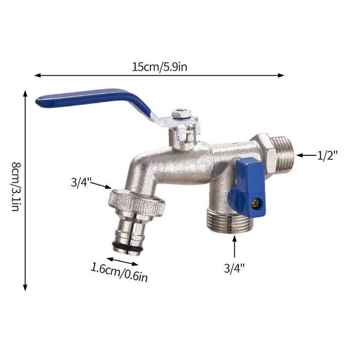 Robinet exterieur double sortie 15x8 cm- 1 sortie joint / 1 sortie mâle 3/4