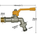 Robinet laiton exterieur mâle 1/2 - tuyau 16 mm