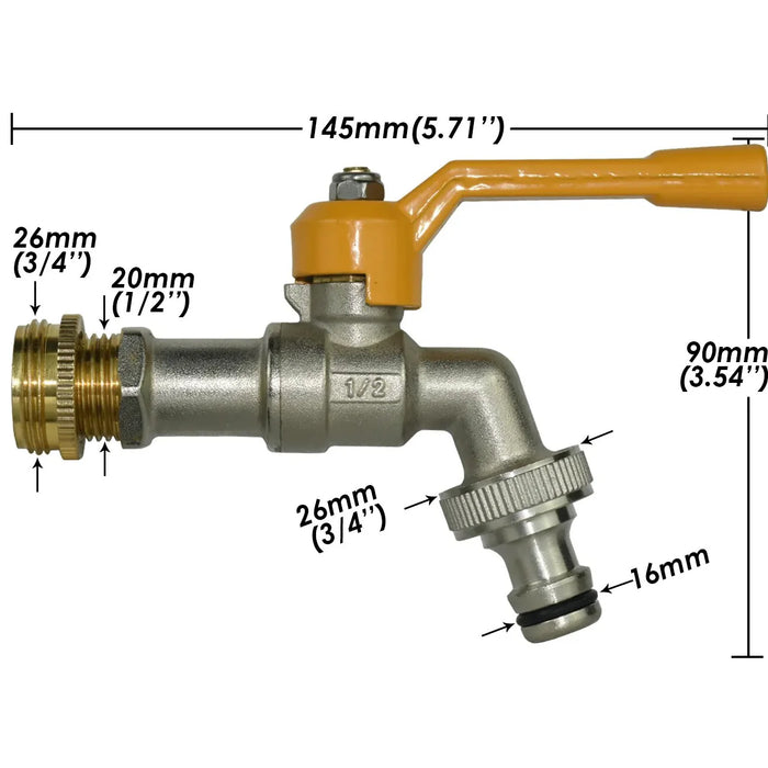 Robinet laiton exterieur mâle 3/4 - tuyau 16 mm