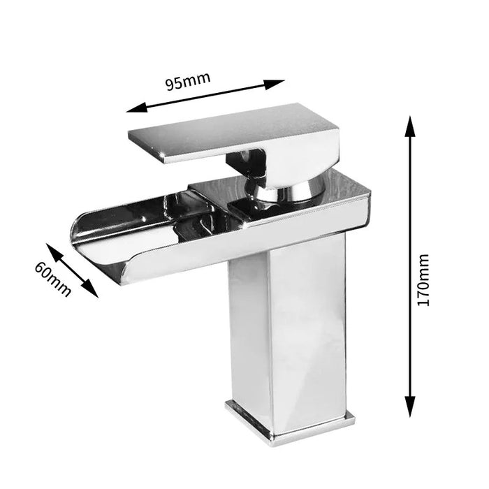 Robinet lavabo cascade argenté