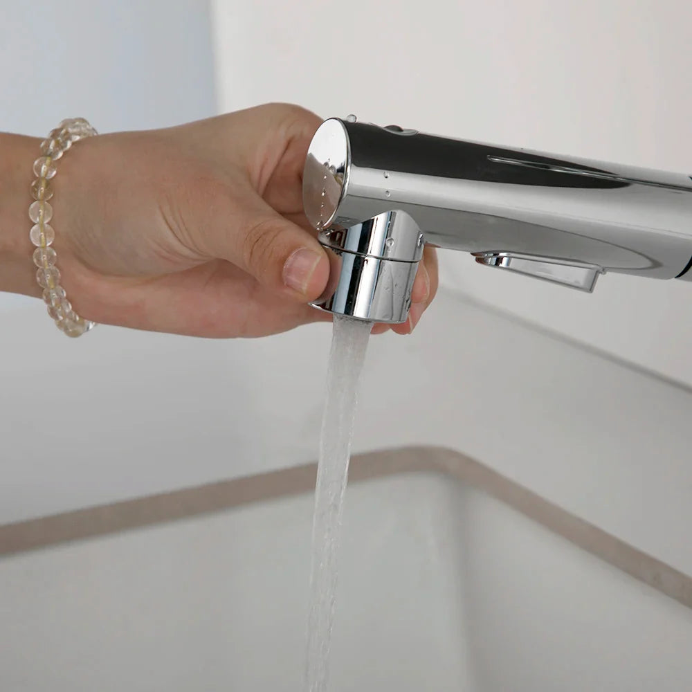 Robinet argent salle de bain double sortie