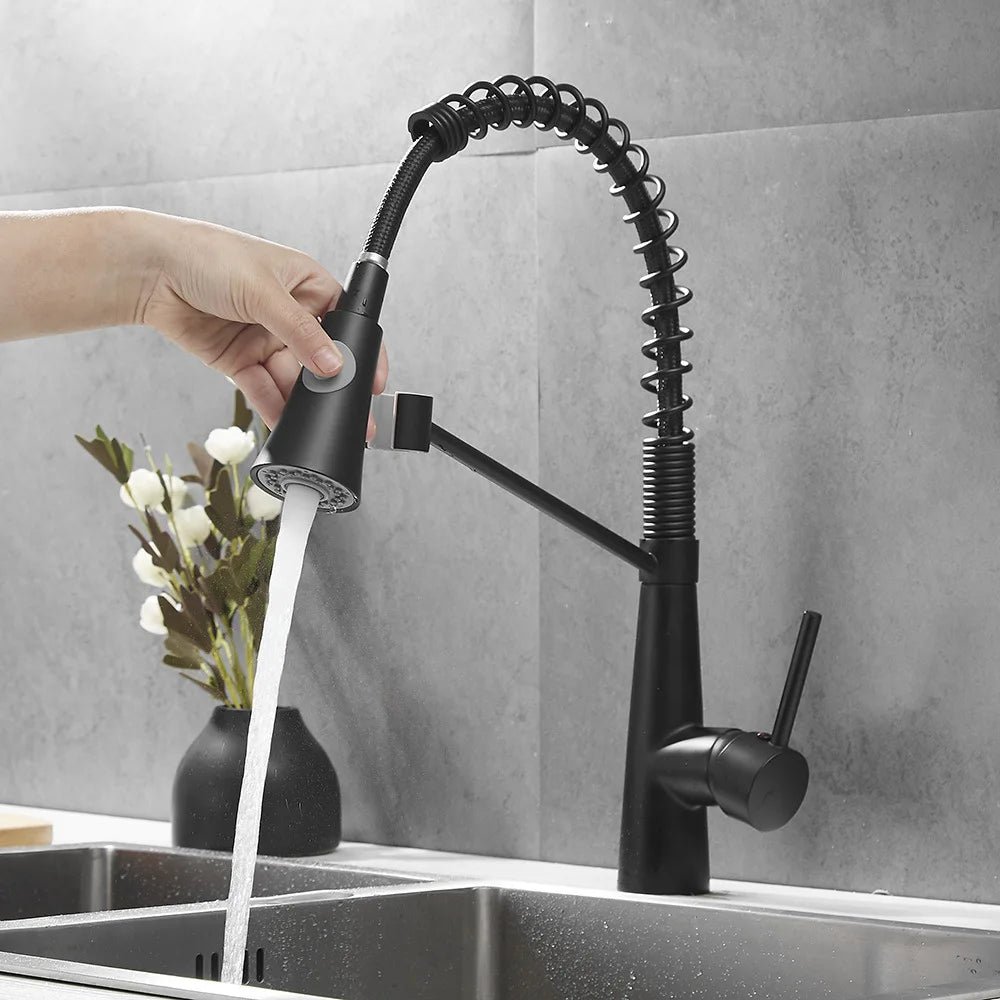 Robinet avec ressort en spirale noir black