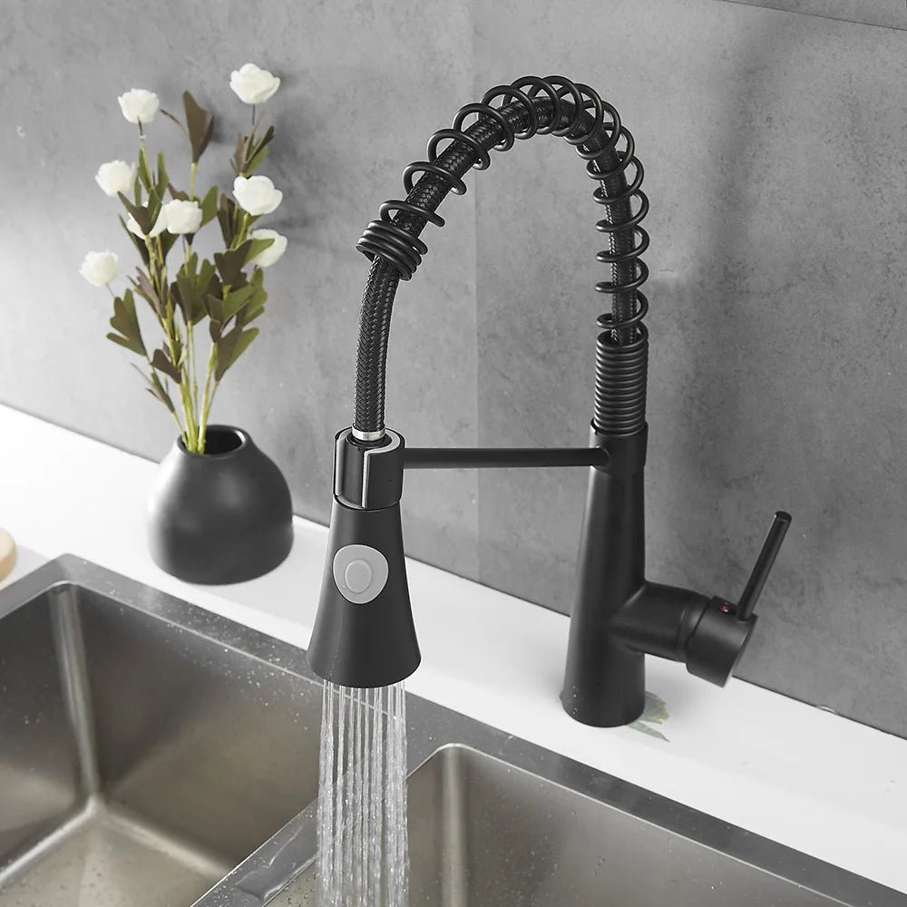 Robinet avec ressort en spirale noir black