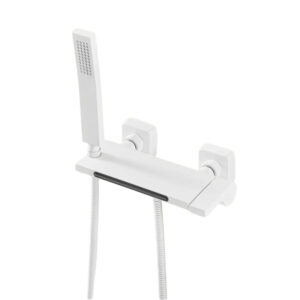 Robinet baignoire cascade douchette blanche