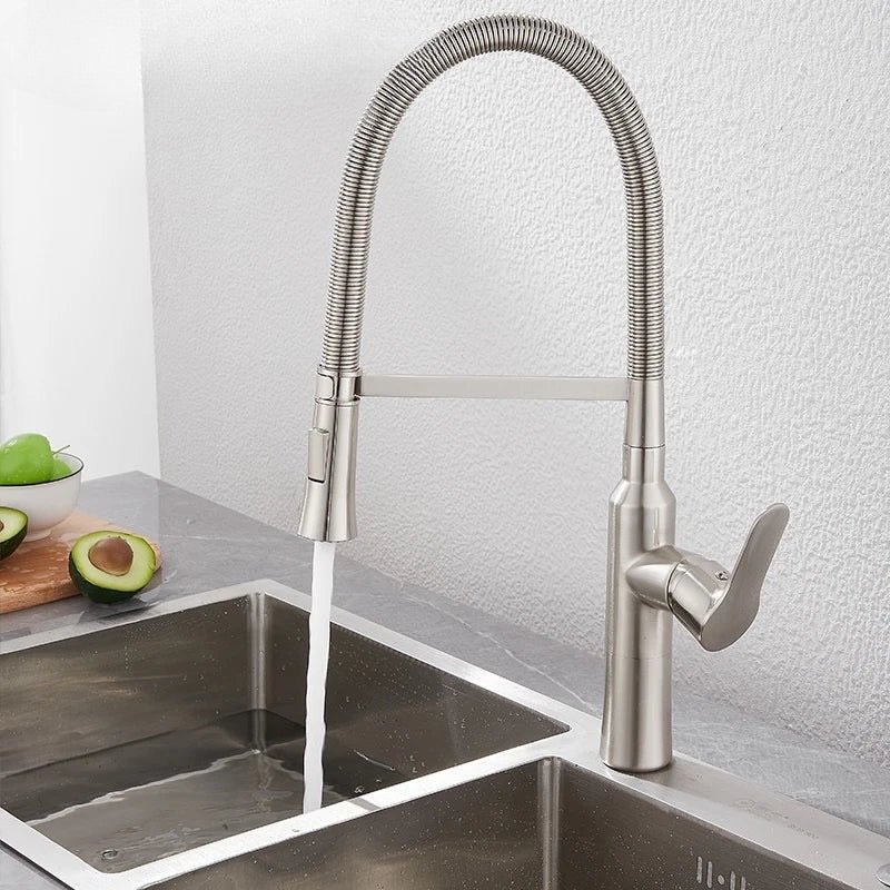 Robinet cuisine douchette design Nickel