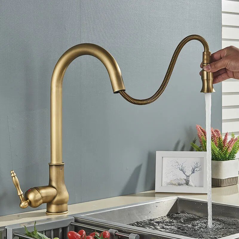 Robinet cuisine retro avec mitigeur rabattable
