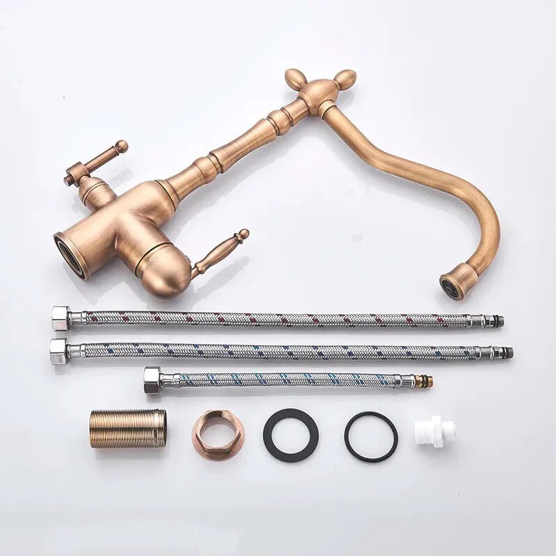Robinet cuisine retro vieux bronze