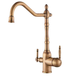 Robinet cuisine retro vieux bronze - CORALIS Doré bronze brossé