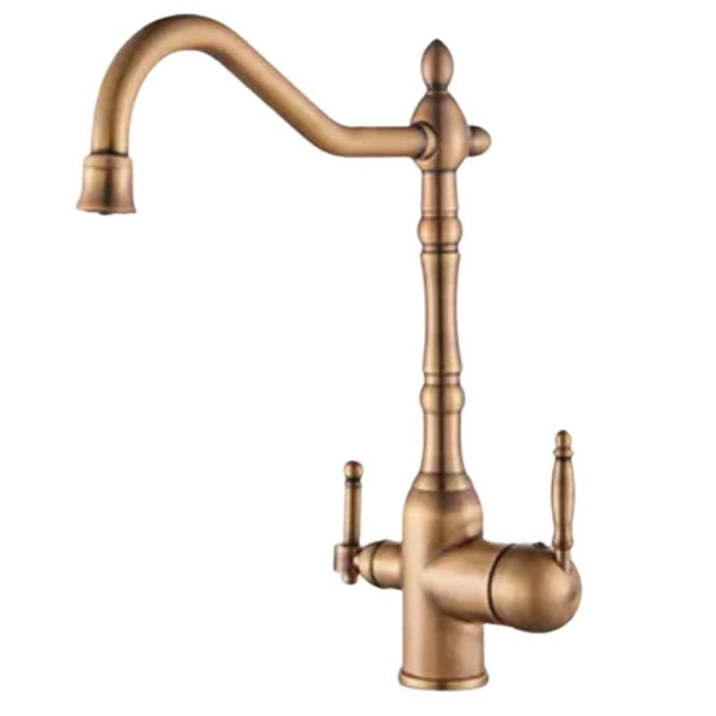 Robinet cuisine retro vieux bronze - CORALIS Doré bronze brossé