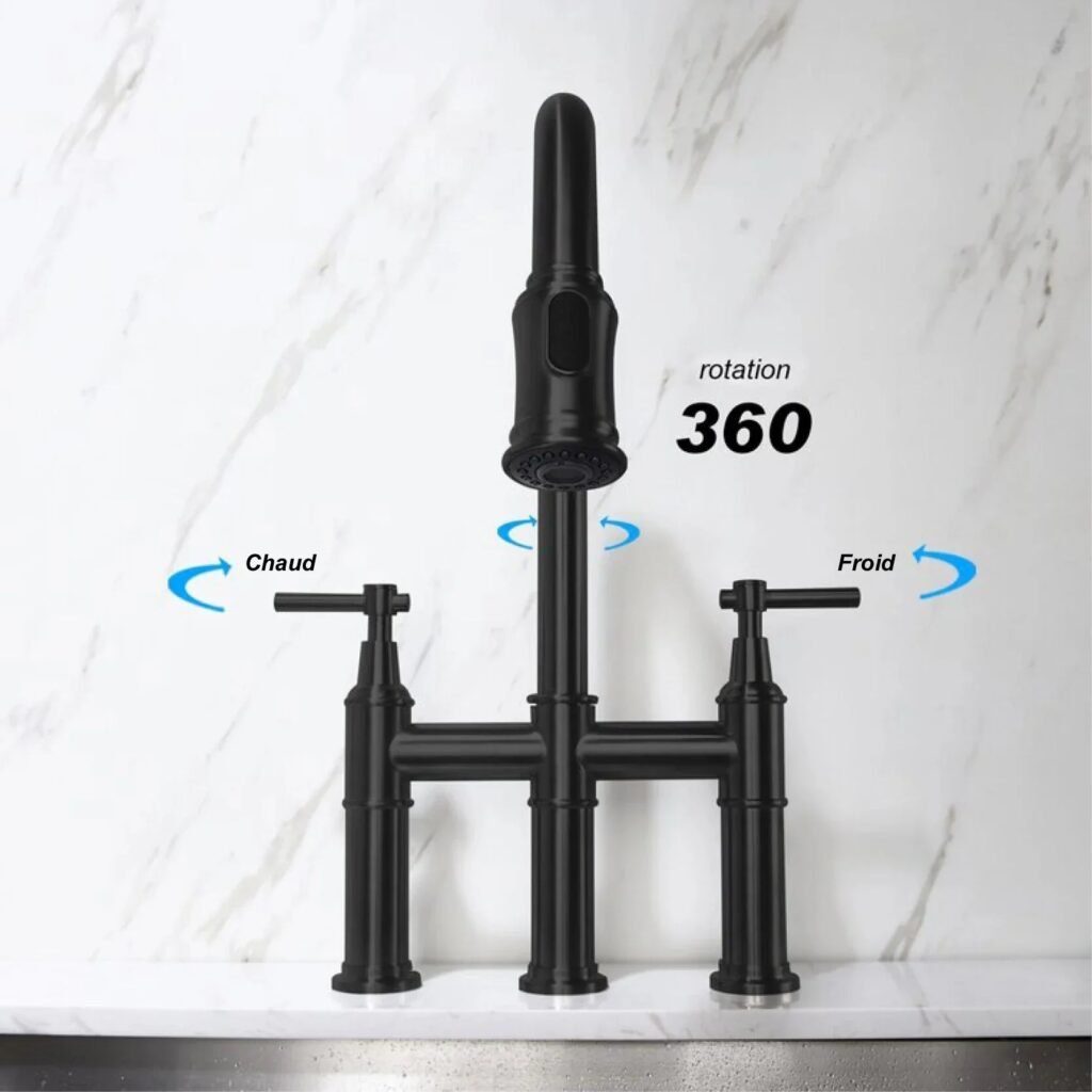 Robinet cuisine vintage noir