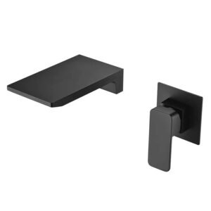 Robinet lavabo cascade minimaliste Noir