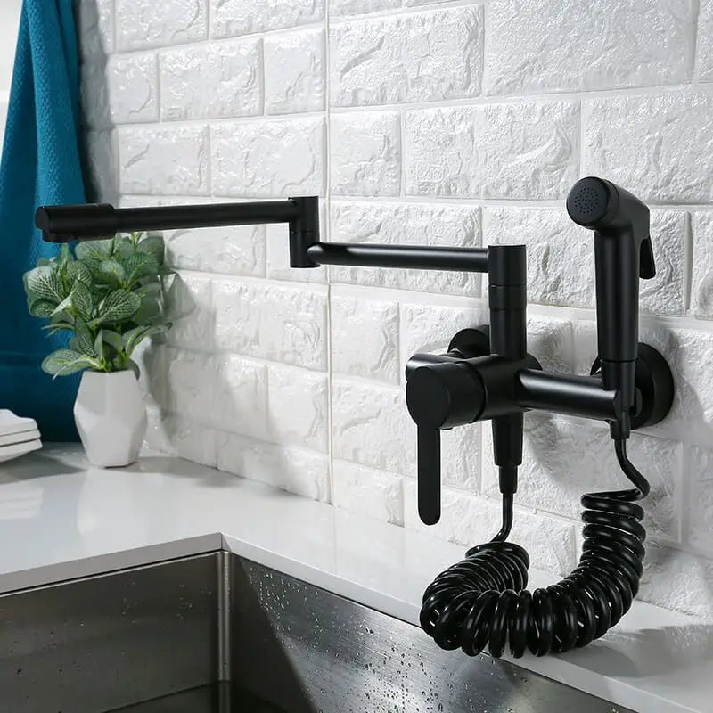 Robinet mural laiton retractable avec douchette
