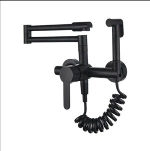 Robinet mural laiton retractable avec douchette Noir