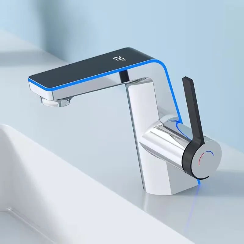 Robinet salle de bain avec led Chrome