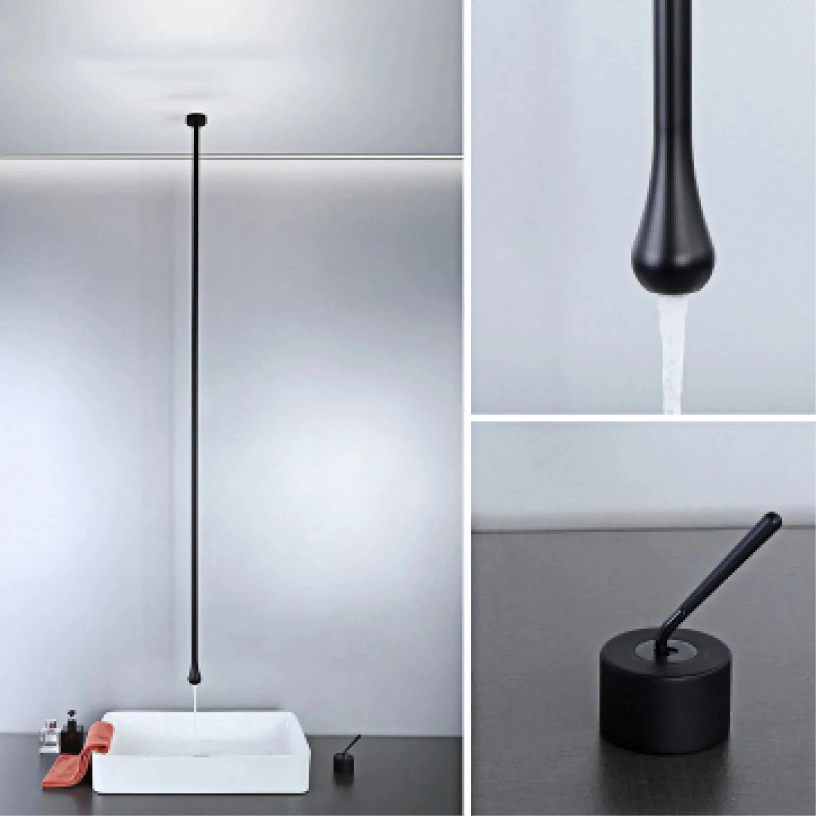 Robinet salle de bain suspendu Noir