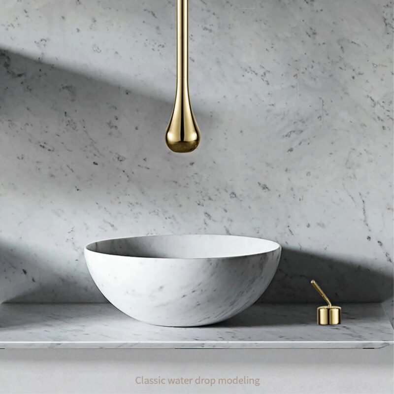 Robinet salle de bain suspendu Or