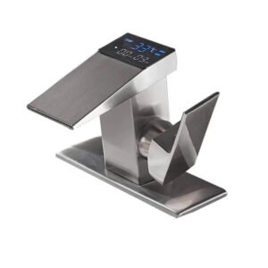 Robinet thermostatique pour lavabo Argenté brossé - Avec plaque